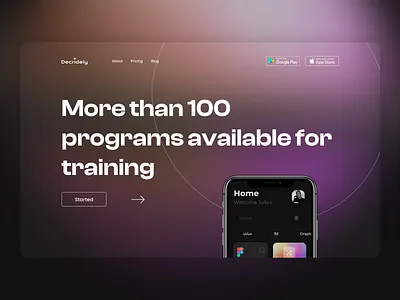 Landing page for an application in which you can study design app colorful design gradient inspiration landing landing page page study ui ux