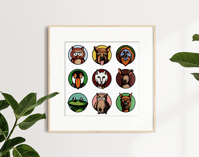 Animal Icons Print art art print bold lines design graphic design halftones illustration procreate art true grit texture supply