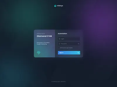 Diamond CVM Autorization account autorization blur colorful company crm dark mode design diamond form glassmorphism gradient interface login minimal sign in ui ux web