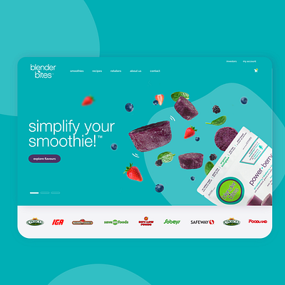 Smoothie Website Design | Blender Bites agency design ecommerce elementor fruit illustration investor website multisite product smoothie ui ux website wordpress