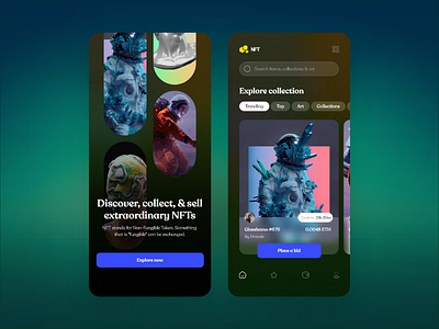 NFT MarketPlace cards design interface market mobile nft screen ui ui ux