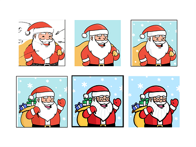 Santa Process branding cartoon character christmas cute draw emotion gifts illustration merry new year nft presents santa santa claus smile snow vector winter xmas