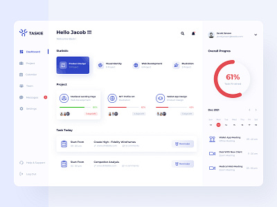 Taskie - Dashboard Task Management admin analytics app chart dashboard data design desktop app graph project management project management tool stats task task app task list task management app ui ui inspiration user interface ux