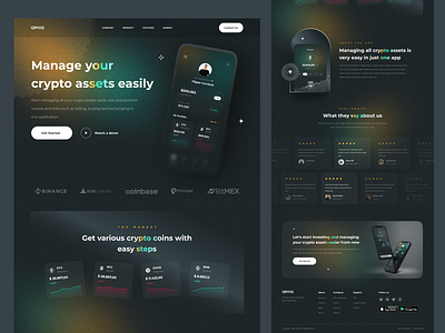 Cryuq - Cryptocurrency Web Design binance bitcoin blockchain crypto cryptocurrency dark design ethereum exchange investment landingpage modern ui ux wallet website