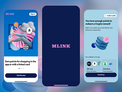 MLINK - Ecommerce Mobile App app app design card crypto rewards design digital collectibles digital wallet e commerce rewards ecommerce fintech gift cards loyalty program modern design points rewards shopping sleek design ui user experience warm color palette