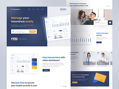 PREVENTIVE - Insurance Landing Page app cards dailyui dashboard design health healthy insurance landing mobile responsive statistic ui uidaily uidesign uiux ux web webdesign website