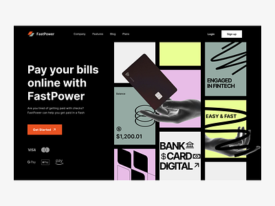 FastPower - Banking Website bank banking banking website bills cards clean credit card design finance fintech hero landing page minimal payment ui ui design uiux web design website whitespace