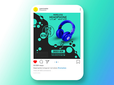 Social media post ads banner design facebook ads facebook post graphic design headphone ads headphone post instagram ads instagram post post social media social media ads social media banner social media design social media post template wireless headphone
