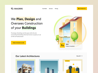 BUILDER Architecture Website Landing Page Design 3dillustration agency architecture branding builders designideas engineering herosection house landingpage minimal minimali services uiuxdesigner webdesign website webuiux