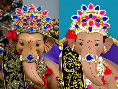 Ganpati Bappa - Photography vs Illustration design drawing festival flat ganesh ganpati god hindi ill illustration illustrator india indian sketch vector