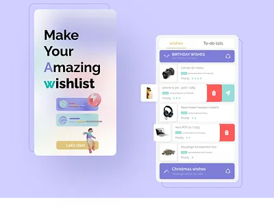 Wishlist App 3d app design gift interface mobile mobile design to do list ui ux wishlist