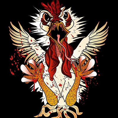 fighting cock cock comics illustration vector