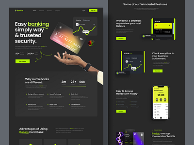 Bankis - Finance Landing Page app design bank banking banking service card credit card dashboard digital banking finance fintech home page landing page landingpage online payment payment getway ui ux web website