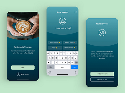 Random Act of Kindness app caring design mobile random act of kindness sharing ui