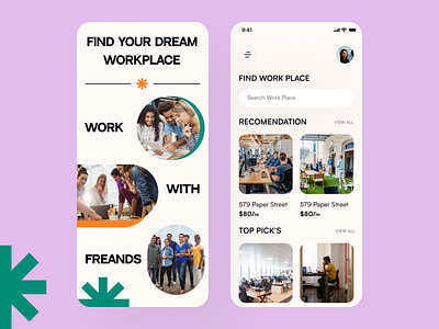 Co-Working place App Ui Design 3d animation branding co working co working app design graphic design home screen ios logo minimal app mobile ui modern app motion graphics ui ux