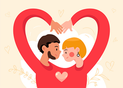 St. Valentine's Day couple gesture hand heart illustration love valentine valentines day