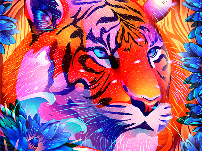 Tiger 2022 2022 color digital art dream fantasy illustration nft overlay symbol tiger water wave