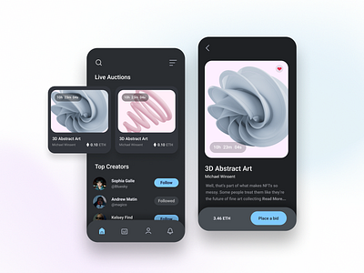 NFT Marketplace 3d app art binance bitcoin branding clean crypto crypto art cryptocurrency design interface market marketplace minimal mobile nft ui uiux ux