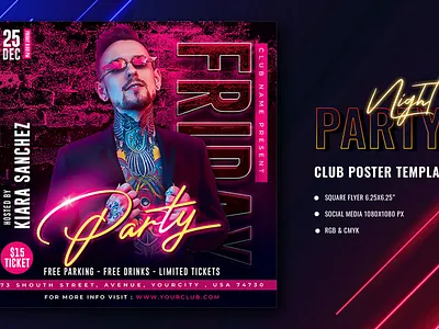 Club Party Poster Template branding