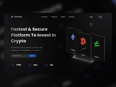 cryptocurrency exchange website 3d crypto cryptocurrency cryptocurrency exchange website daily ui design exchange landing landing page site ui ui sedign uiux ux ux desigm wallet web website