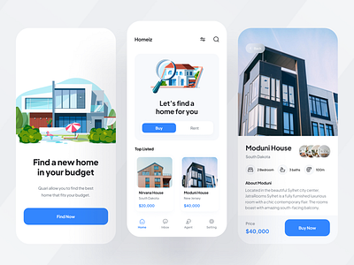 Quari Home 2022 trend app design application buy home clean design find home home app home service illustration minimal mobile app design mobile design mobile ui popular design rent a home ui