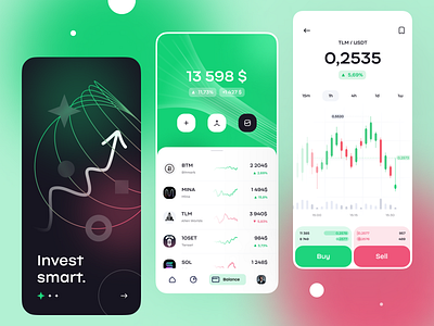 Invest smart - Mobile App app app design bank banking banking app crypto crypto app finance finance app fintech mobile app mobile app design mobile design mobile ui