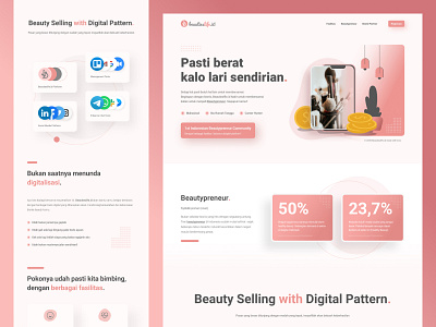 Website Landing Page for Muslimah Beauty Community ecommerce landing page muslim muslimah peach pink product design ui ux web website