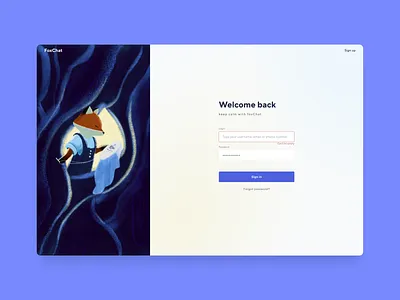 Sign in page concept for messenger auth sign in ui