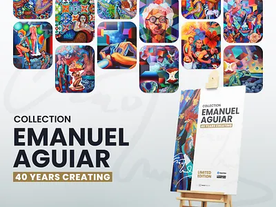 Collection Emanuel Aguiar | 40 Years Creating art artist branding canvas der paulo ferreira design emanuel aguiar exhibition design funchal gigital art graphicdesign illustration minimal nft nfts plastic artist portugal poster poster art vector