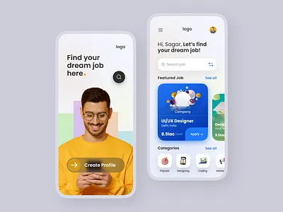 Job portal application UI Design. design ui ui design uidesign uiux