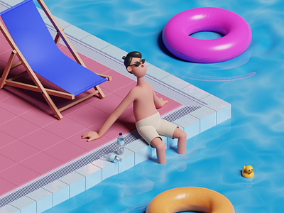 Summer Mood 🌻 3d 3d illustration 3d modeling blender chill illustration mood nft relax summer