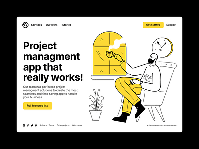 Business illustration app creative design flat header hero illustration line loading management outline simple spot success time ui vector website yellow