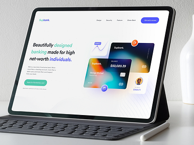 Supbank Landing page design app bank banking card credit crypto debit figma finance fintech investment mastercard minimal network online banking payment ui user interface ux visa