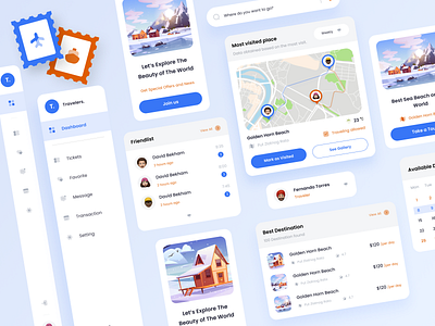 Travel UI Component ✨🔥 app clean dashboard design kit light logo minimal mobile tour travel trip ui uidesign uikit uiux ux vector web app website