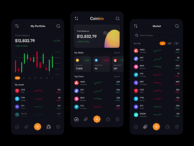 Crypto Market bitcoin coin crypto cryptocurrency cryptomarket design ui ux wallet