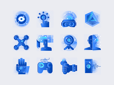 VR/AR illustration set ar design graphic design gui icon illust illustration pixel set virtual vr