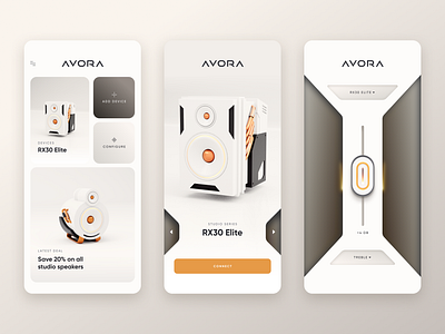 Avora Speaker App 3d app speaker ui ux