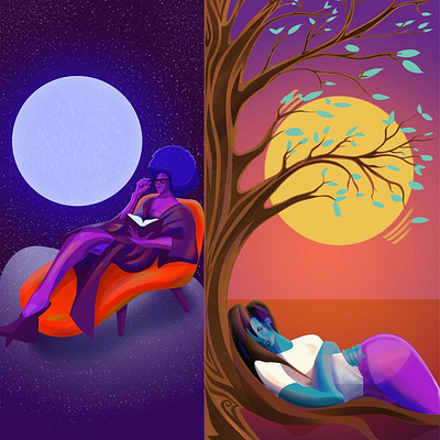 Stylized Women Illustrations app branding icon illustration ui