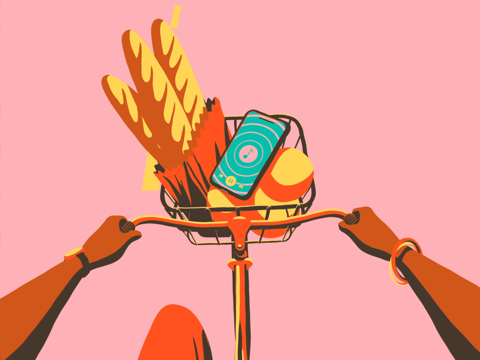 Spotify: Musical Journey Illustrations 2d baguette bike ill illustration motion graphics procreate