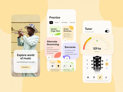 Music Learning App animation app design design education graphic design interaction design interface learning mobile mobile app mobile application mobile ui motion graphics music music school musical instruments ui user experience user interface ux