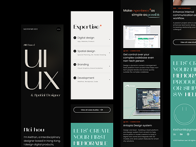 Personal website - mobile view brand identity branding design flat illustration logo minimal personal portfolio typography ui web website