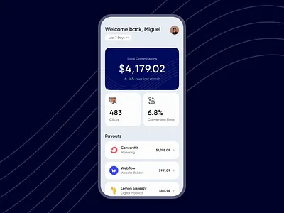 Affiliate Commissions App Animations app design finance mobile ui ux