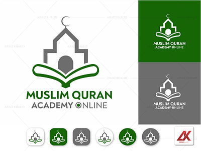 Muslim Quran Logo Design | AraizKhalid.com | Graphic Designer | araiz khalid araizkhalid bannerdesign branding brousher design facebook illustration islamic logo islm logo muslim logo muslim online quran logo quran online ui