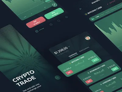 Crypto Trade App/Cryptocurrency App app apps bitcoin blockchain crypto cryptocurrency currency green mobile mobileapp nft ui ux wallet