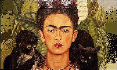 Self Portrait of Frida Kahlo in Pixel Art design graphic design illustration pixel art ui