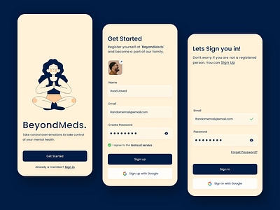 Mental Health App app creative design design inspiration login mobile app sign in sign up ui ux