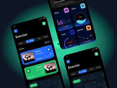 Excercise App Dark UI V2 clean design clean ui dark design dribbble excercise gps maps minimal mobile mobile app mobile app design mobile design mobile ui popular shot responsive design ui uiux ux workout