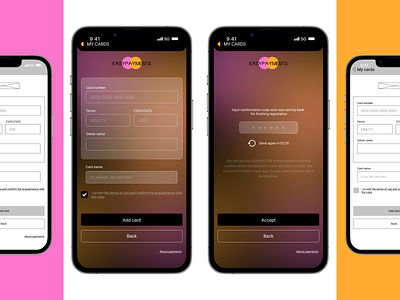 #DailyUI 002 bankid card checkout concept credit card dailyui dailyui002 dailyuichallenge dark design dark theme glassmorphism gradient mobile application mobile version ui ui design ui ux uiux wireframe