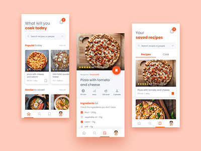 Recipe and cooking App app clean clean app clean ui cook cook app cooking cooking app design diet diet app food food app mobile app recipe recipe app recipes recipes app restaurant restaurant app