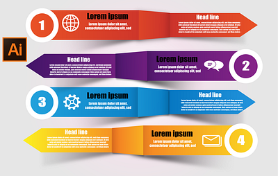 Create 4 Step Rectangular Infographic design graphic design illustration illustrator infographic